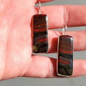 New Amazing Red Tiger Eye Silver Earrings.